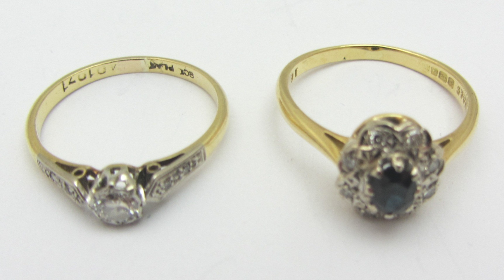 Appraisal: A gold and platinum diamond set ring mounted with the