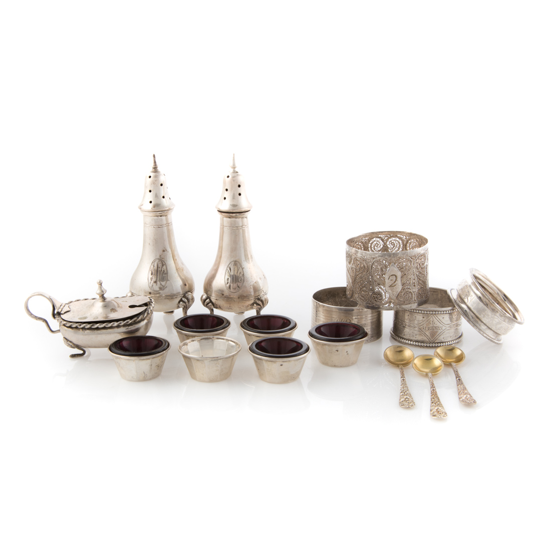 Appraisal: American Continental silver salts napkin rings pieces including individual salts