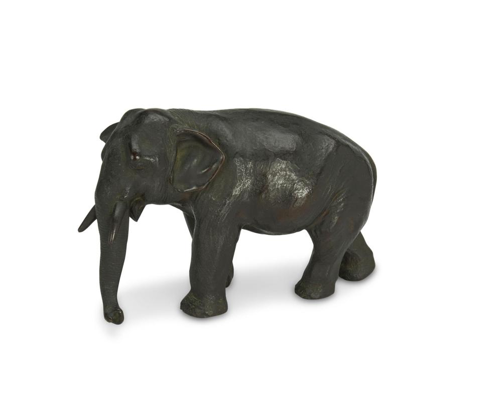 Appraisal: A JAPANESE OKIMONO BRONZE ELEPHANTA Japanese okimono bronze elephant Late