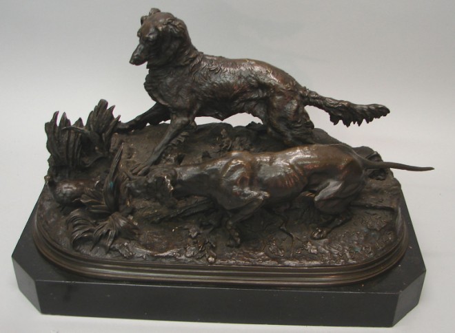 Appraisal: Hunting dogs and quail inscribe P J Mene t x