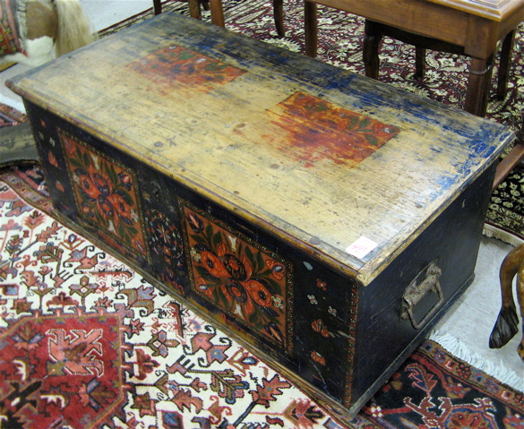 Appraisal: GERMANIC LIFT-TOP PINE CHEST DATED the front decorated with two