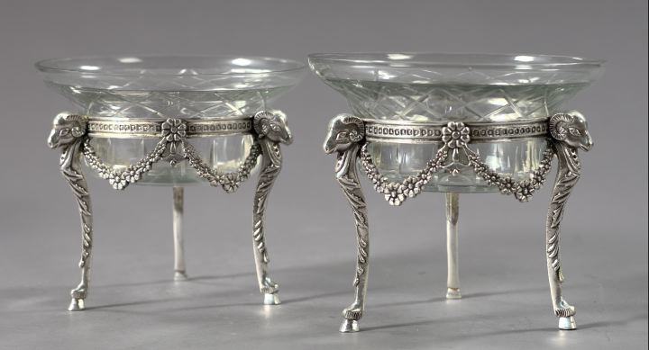 Appraisal: Pair of Continental Silverplate-Mounted Cut Glass Fruit Bowls in the