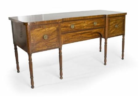 Appraisal: A Regency mahogany sideboard of inverted breakfront outline the frieze