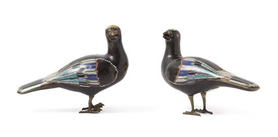 Appraisal: Sale Lot A Pair of Chinese Cloisonne Figures of Birds