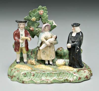 Appraisal: Staffordshire group the tithe pig three standing figures parson with