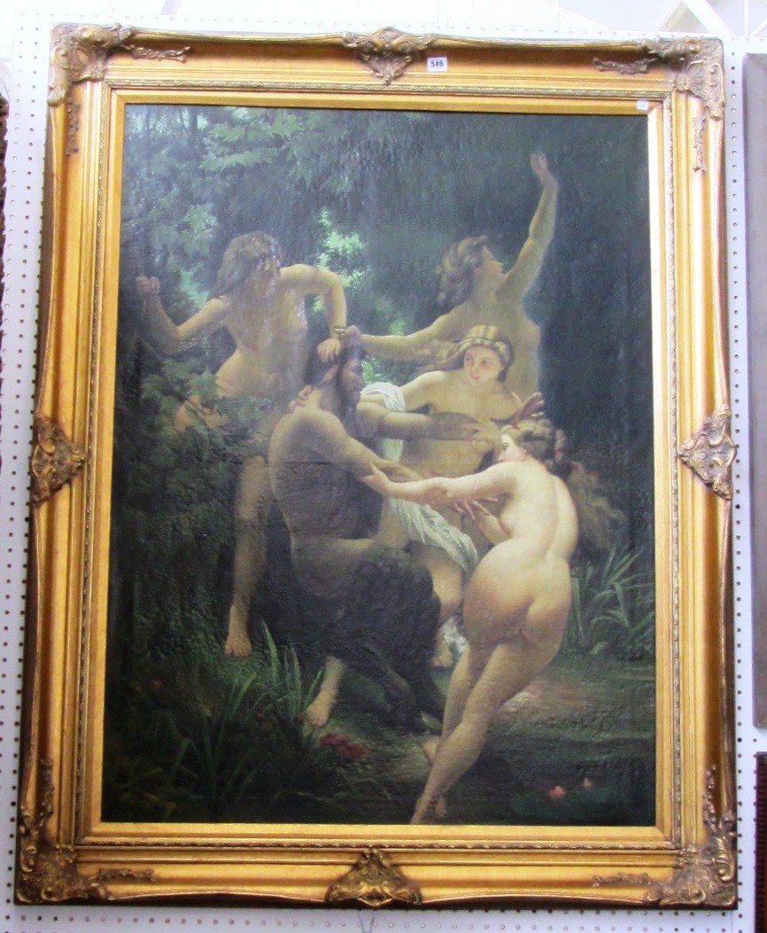 Appraisal: H Bertinotti late th century Satyr and Bacchantes oil on