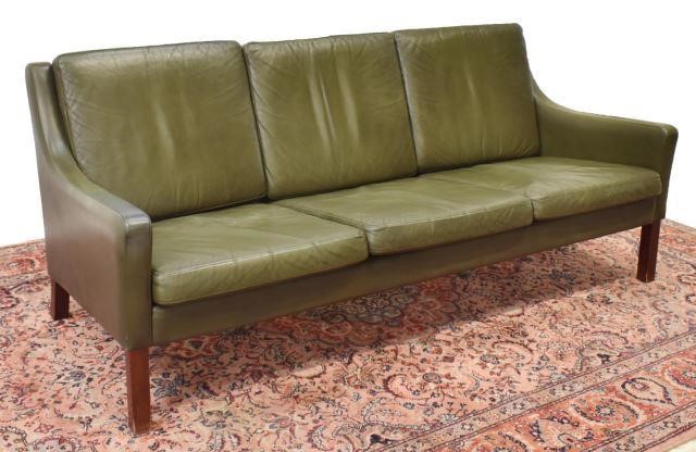 Appraisal: Danish mid-century modern three-seater sofa c s in olive green