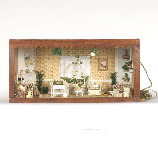 Appraisal: VINTAGE DOLL HOUSE WICKER ROOM SHADOW BOX x x Shadow