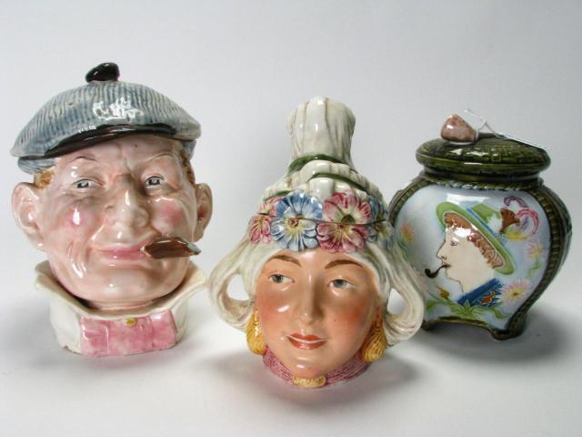 Appraisal: Group of Three Vintage lidded Porcelain Humidors including an ''