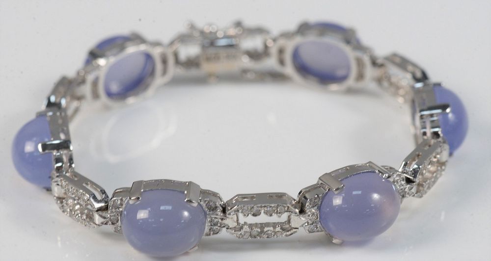 Appraisal: Karat White Gold Bracelet set with six cabochon cut chalcedony