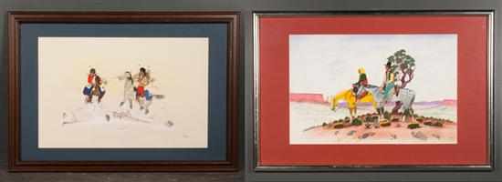 Appraisal: Beatien Yazz American b Two framed watercolor and gouaches on