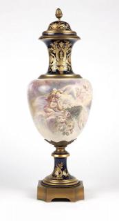 Appraisal: A Sevres style gilt bronze Late th century with overglaze