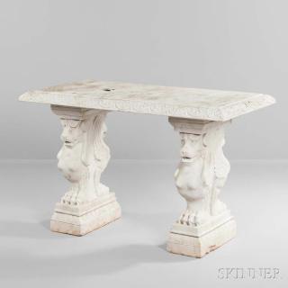 Appraisal: Marble Garden Table Continental early th century top projection with