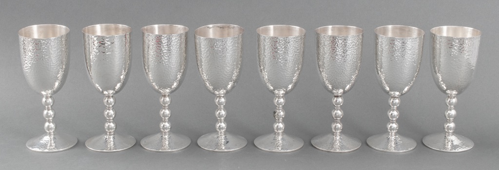 Appraisal: CASTILLO MEXICAN SILVERPLATE CHIMING GOBLETS Emilia Castillo Mexican Taxco XX-XXI