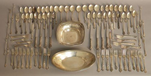 Appraisal: Two sterling silver serving dishes together with sterling flatware ozt