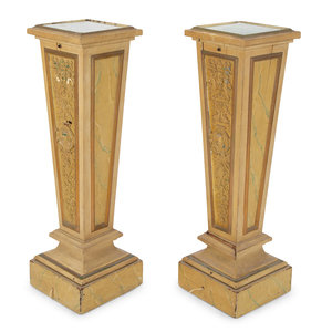 Appraisal: A Pair of Faux-Marble Painted Illuminated Pedestals TH CENTURY Height