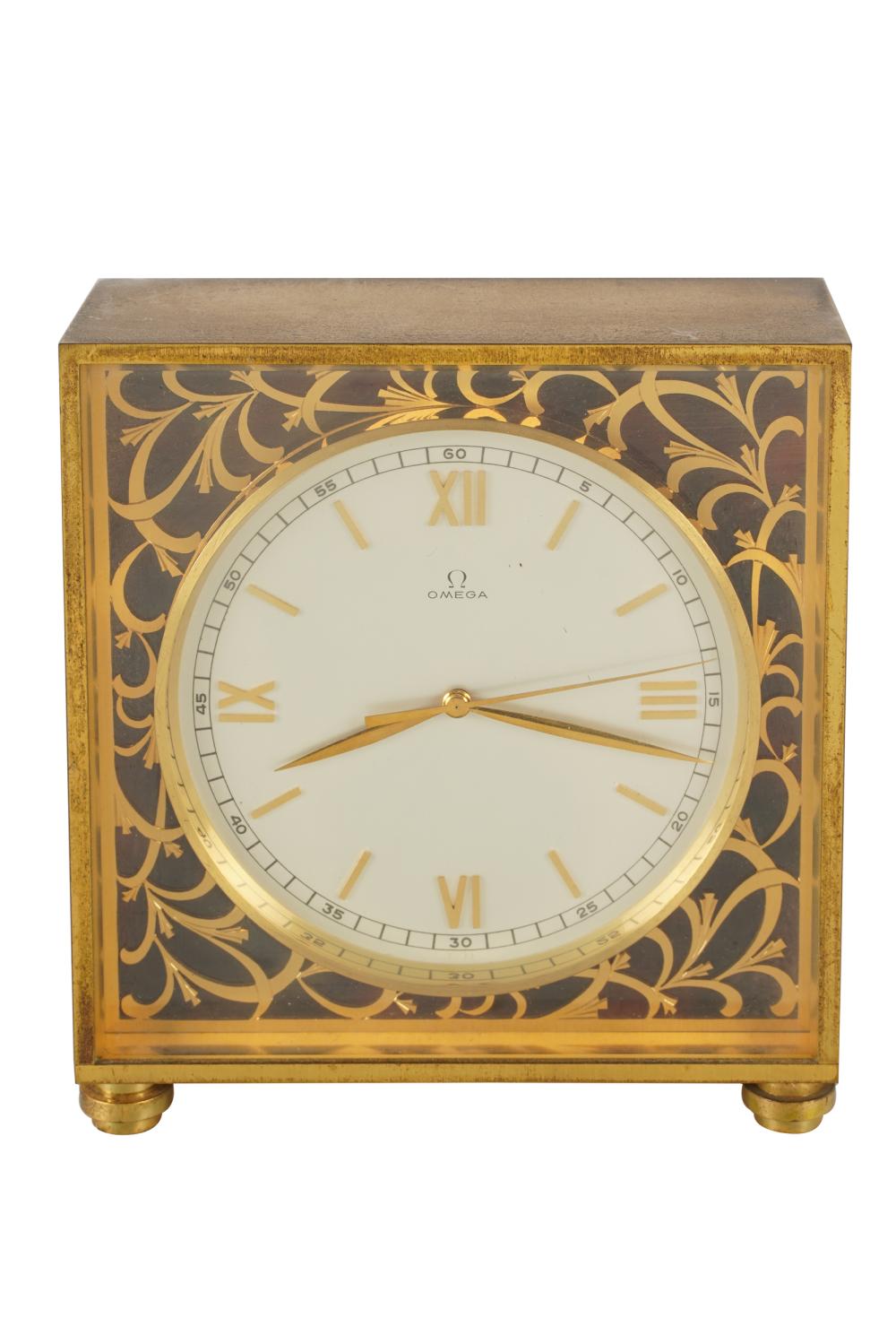 Appraisal: OMEGA BRASS MANTEL CLOCKProvenance The Estate of Philip Fowler Bel