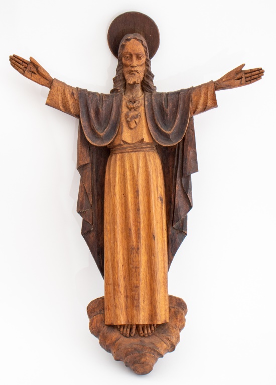 Appraisal: SACRED HEART OF JESUS WOODEN SCULPTURE TH C Unknown artist