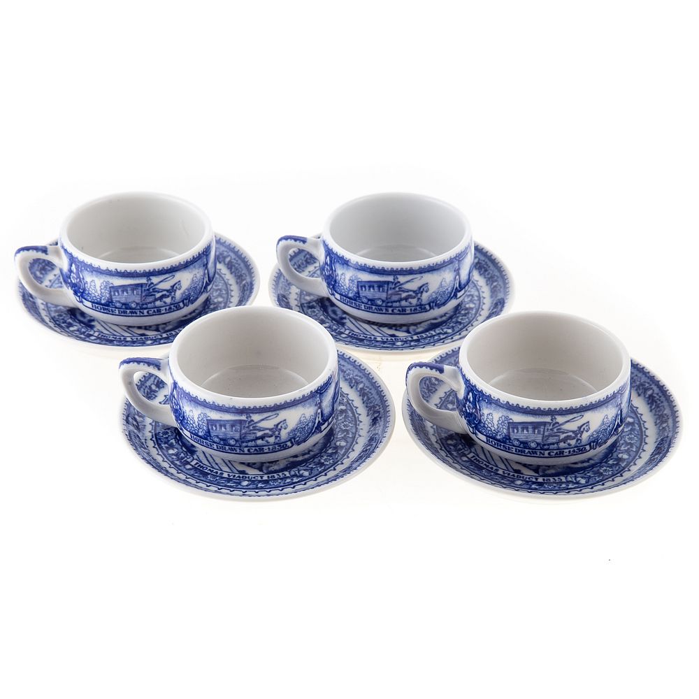 Appraisal: Four Lamberton B O China Tea Cups Saucers First quarter-