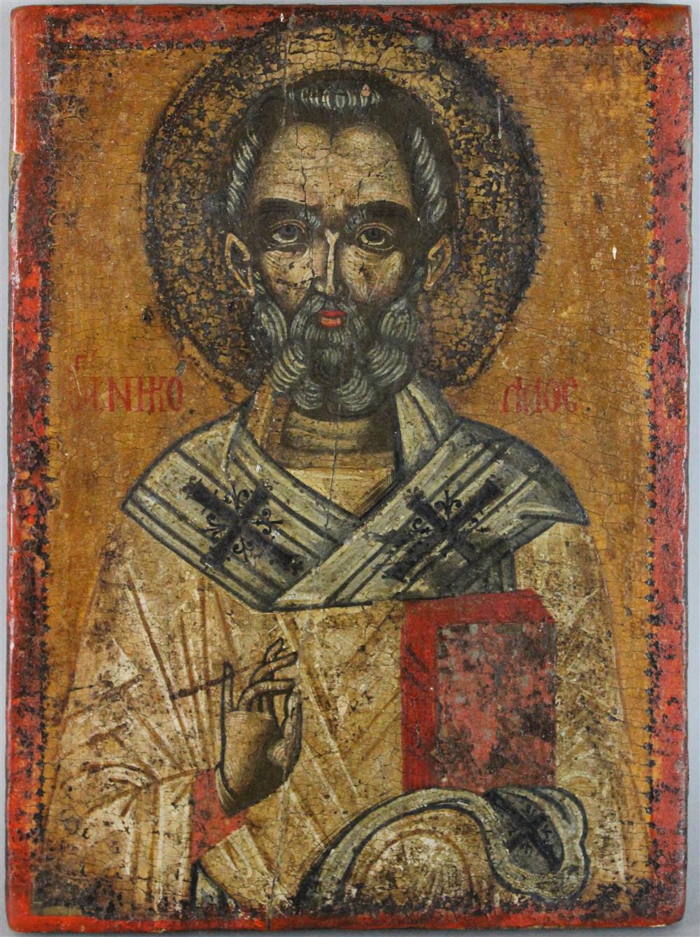 Appraisal: RUSSIAN ICON ST NICHOLAS PROBABLY FIRST HALF OF THE TH