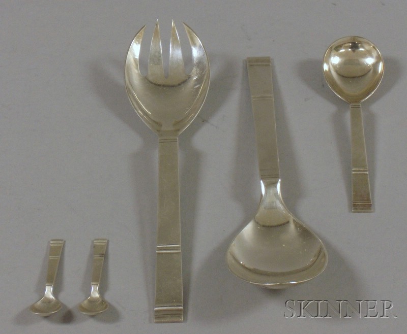 Appraisal: Five Danish Sterling Serving Flatware Items retailed by H Nils