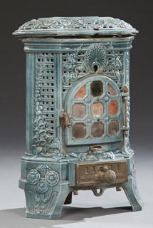 Appraisal: French Blue Enameled Cast Iron Room Heater th c French