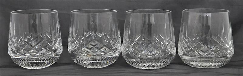 Appraisal: WATERFORD CRYSTAL LISMORE ROLY POLY GLASSES Four Waterford Crystal Lismore