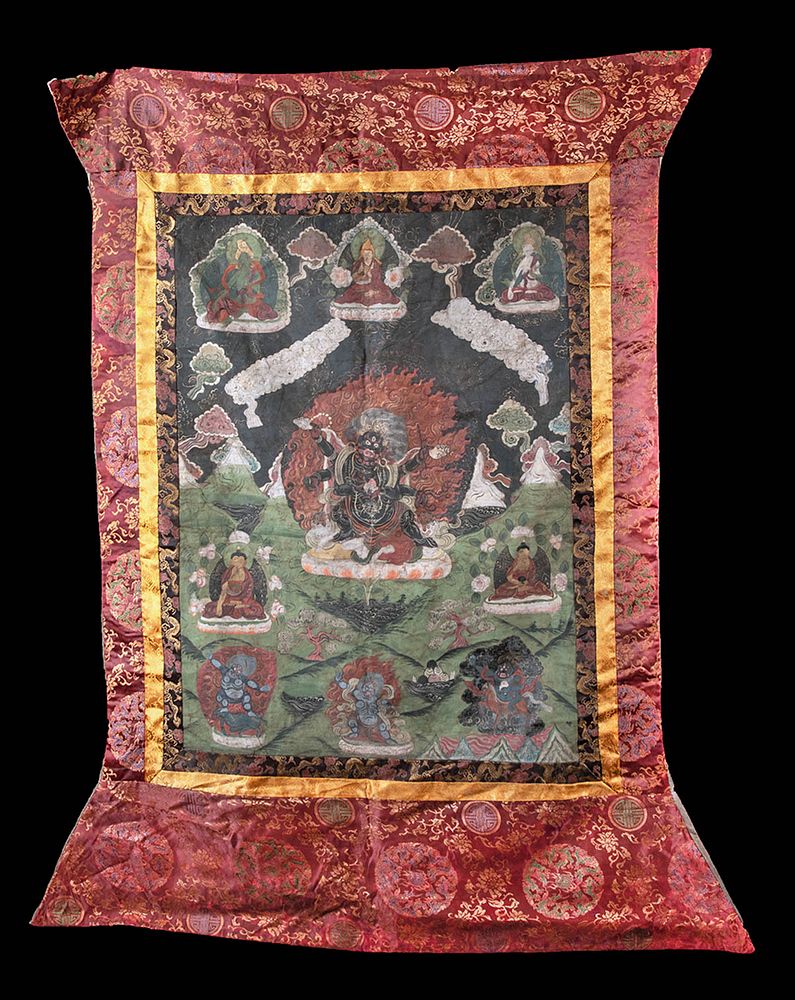 Appraisal: th C Tibetan Fabric Thangka - Herukas Central Asia Tibet