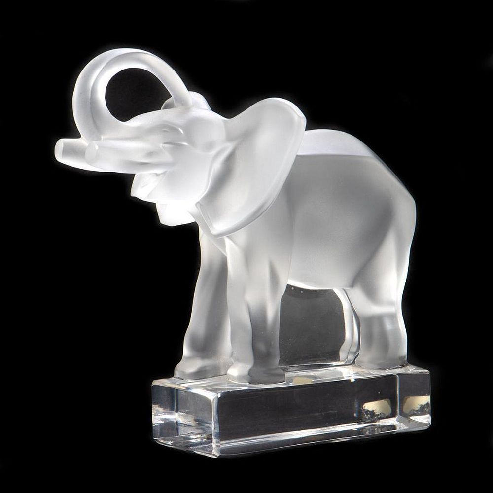 Appraisal: Lalique Clear and Frosted Glass Elephant Height in Condition Very