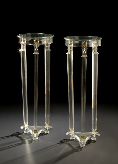 Appraisal: Pair of Contemporary Glass and Lucite Pedestals in the Directoire