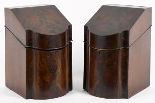 Appraisal: Pair of George III mahogany knife boxes late th c