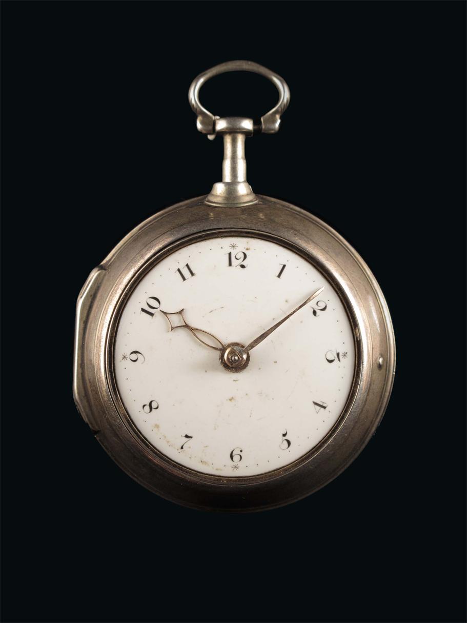 Appraisal: A silver pair cased verge watch