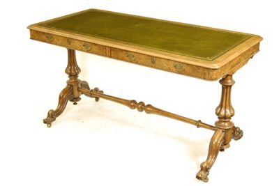 Appraisal: A walnut and burr walnut writing table the moulded edge