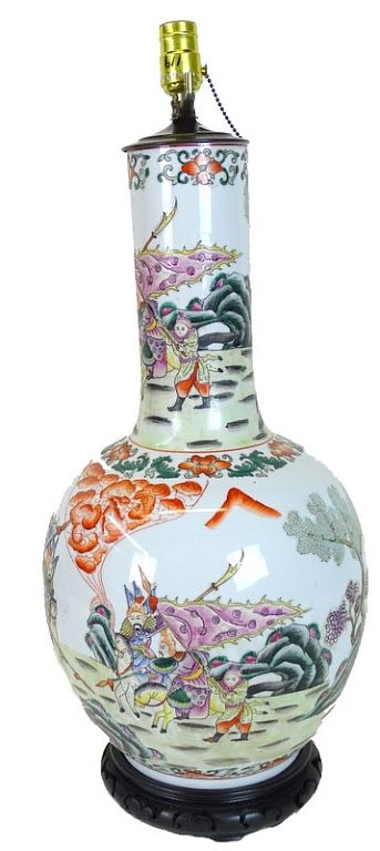 Appraisal: Chinese porcelain Vase Lamp Chinese porcelain Vase Lamp Measures inches