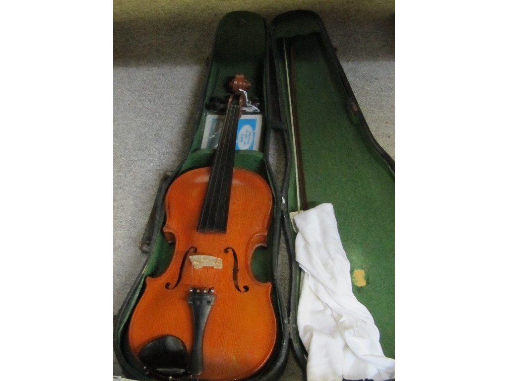 Appraisal: Violin stamped Stainer and bow in case