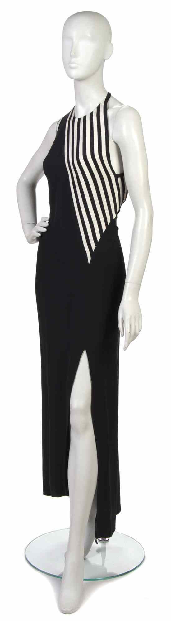 Appraisal: A Geoffrey Beene Black and White Evening Gown Labeled Geoffrey