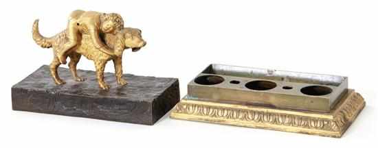 Appraisal: French gilt figural bronze concealing inkstand th century gilt child