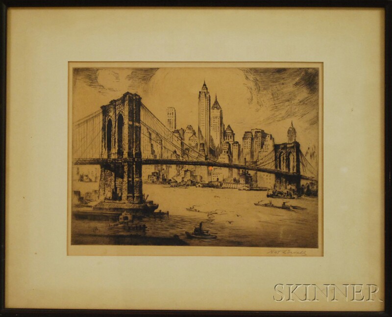 Appraisal: Nat Lowell American - Brooklyn Bridge published by Associated American