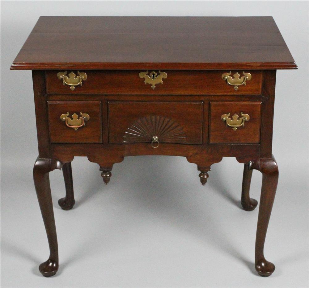 Appraisal: QUEEN ANNE CARVED MAHOGANY LOWBOY having a rectangular top with