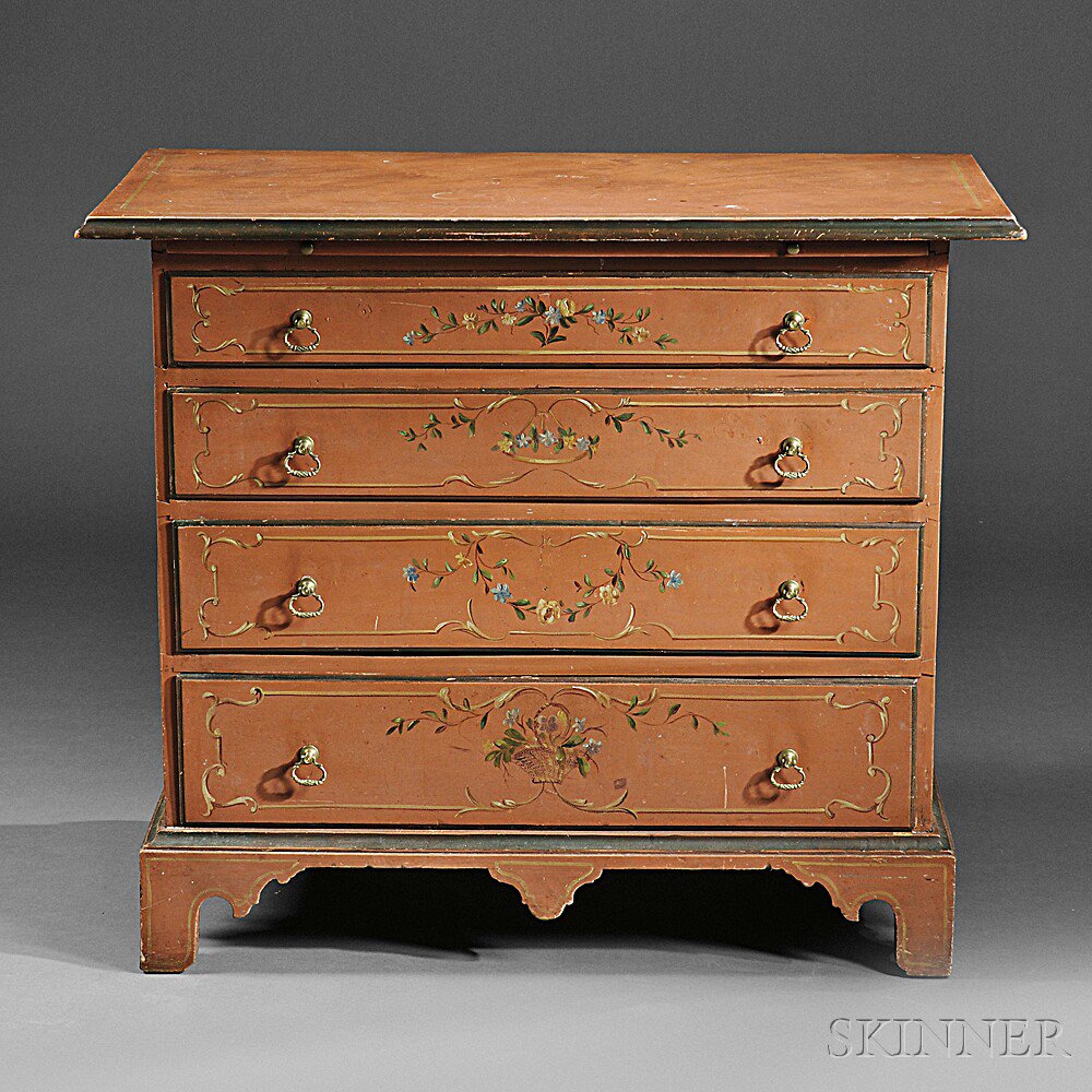 Appraisal: Maple Chest of Drawers Massachusetts late th century the overhanging