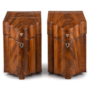 Appraisal: A Pair of George III Figured Mahogany Knife Boxes English