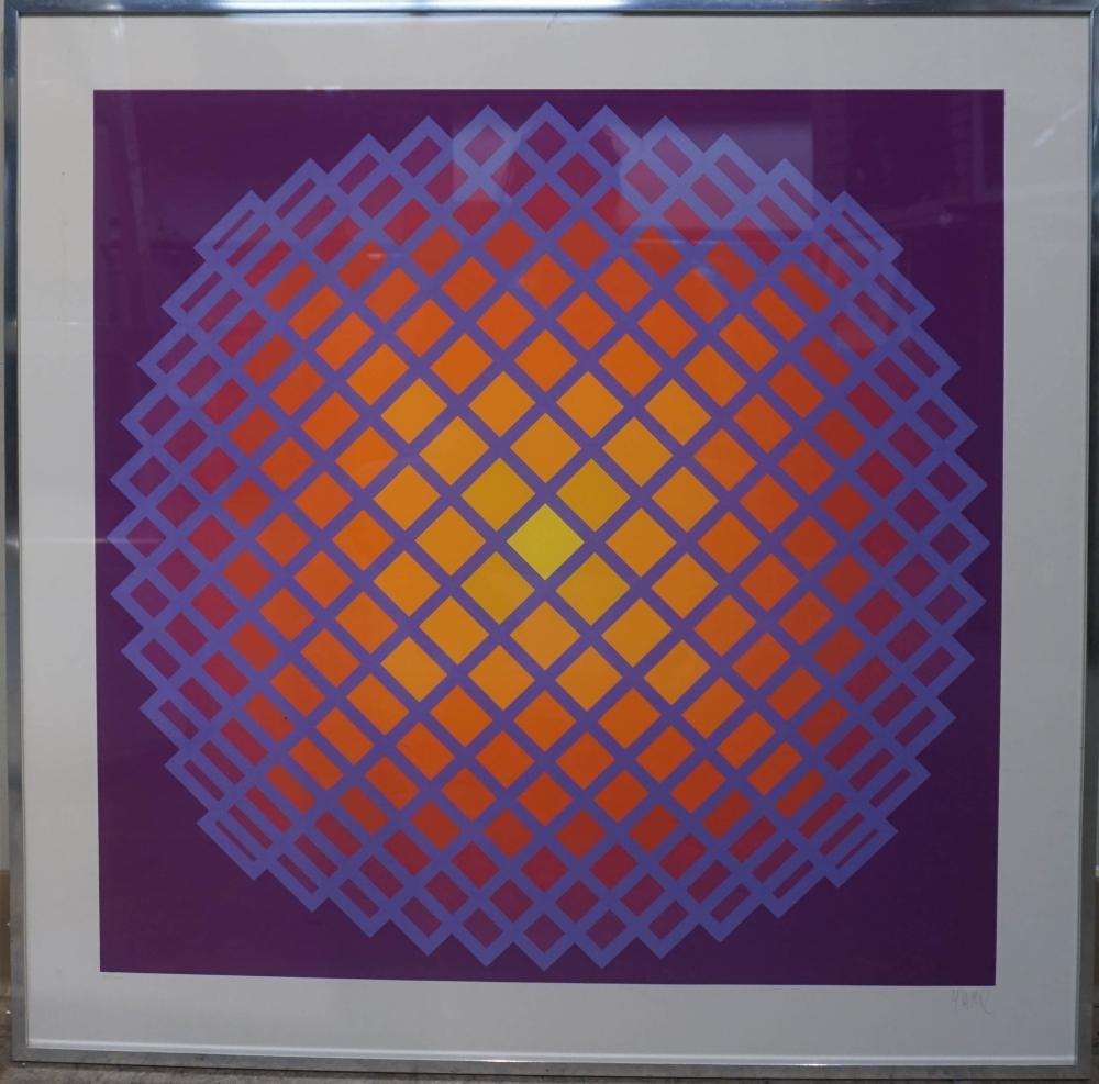 Appraisal: JEAN-PIERRE YVARAL FRENCH - GEOMETRIC ABSTRACT SERIGRAPH FRAME X IN