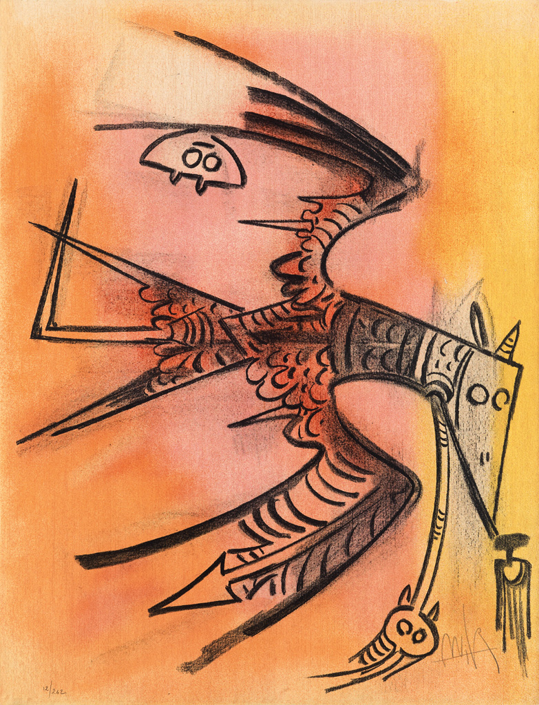 Appraisal: WIFREDO LAM Two color lithographs from Pleni Luna Montee des