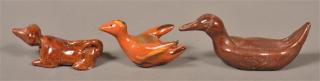 Appraisal: Early Breininger Hand Molded Animal Figures Three Early Breininger Pottery