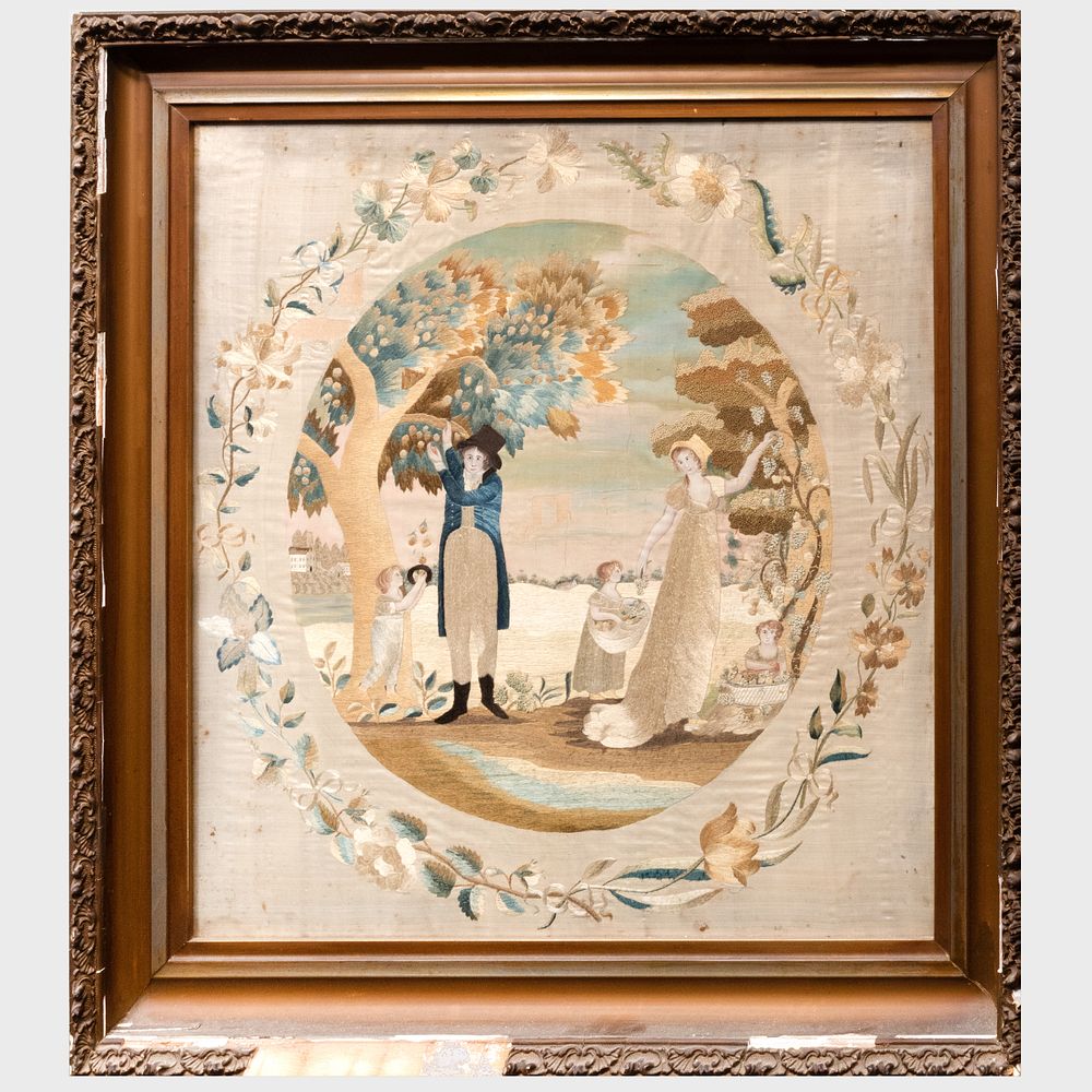 Appraisal: Large English Silkwork Picture x in frame An Artist s