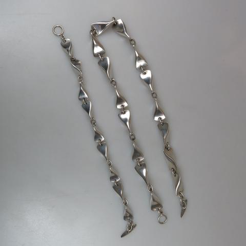 Appraisal: Georg Jensen Danish Sterling Silver Bracelet and Necklace A B