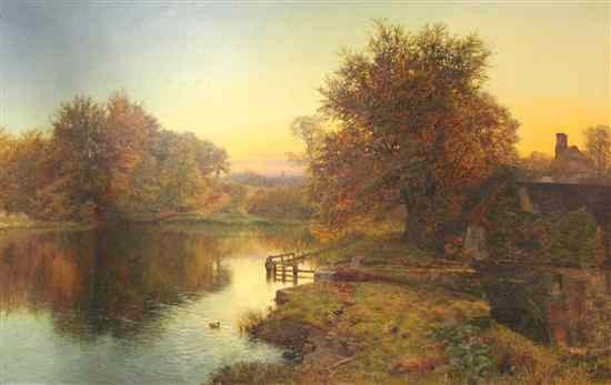 Appraisal: George Vicat Cole - oil on canvas Watermill at sunset