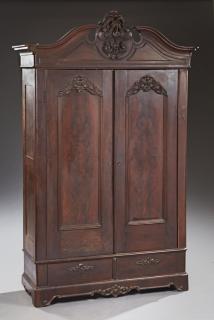 Appraisal: American Carved Mahogany Rococo Revival Armoire c American Carved Mahogany