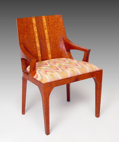 Appraisal: SADDIER FRENCH ART DECO ARM CHAIR Open arm chair wood