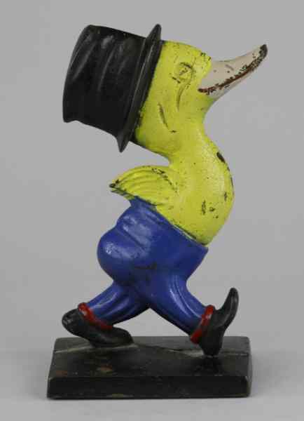 Appraisal: WALKING DUCK IN TOP HAT DOORSTOP Large size solid casting